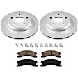 KIT-090221-407 2-Wheel Set Front Brake Disc and Pad Kit, Plain Surface 5 Lugs Ceramic Evolution Geomet Coated High Carbon, Includes (2) Brake Disc and (1) Brake Pad Set
