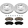 KIT-090221-416 2-Wheel Set Front Brake Disc and Pad Kit, Plain Surface 5 Lugs Ceramic Evolution Geomet Coated High Carbon, Includes (2) Brake Disc and (1) Brake Pad Set