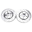 KIT-090221-420 2-Wheel Set Front Brake Disc and Pad Kit, Cross-drilled and Slotted 5 Lugs 279.91 mm Ceramic Evolution Drilled & Slotted Series, Includes (1) Brake Disc and (1) Brake Pad Set