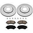 KIT-090221-422 2-Wheel Set Front Brake Disc and Pad Kit, Plain Surface 5 Lugs Ceramic Evolution Geomet Coated High Carbon, Includes (2) Brake Disc and (1) Brake Pad Set