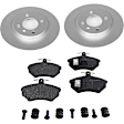 KIT-090221-437 2-Wheel Set Front Brake Disc and Pad Kit, Plain Surface 4 Lugs Organic Brake Disc Evolution Geomet Coated High Carbon; Brake Pad Set Pro-Line Series, Includes (2) Brake Disc and (1) Brake Pad Set