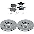 KIT-090221-445 Front Brake Disc and Pad Kit, Natural Finish, Plain Surface, 5 Lugs, Organic