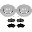 2003 Volvo S40 - 4-Piece Kit Front Brake Disc and Pad Kit, Plain Surface, 4 Lugs, Organic, Enginedesignationname: B20T, 1.9L 4Cyl, Evolution Geomet Coated High Carbon  Includes (2) Brake Disc and (1) Brake Pad Set