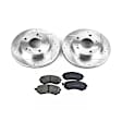 KIT-090221-507 2-Wheel Set Front Brake Disc and Pad Kit, Cross-drilled and Slotted 5 Lugs 250.95 mm Ceramic Evolution Drilled & Slotted Series, Includes (1) Brake Disc and (1) Brake Pad Set
