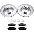 KIT-090221-511 2-Wheel Set Front Brake Disc and Pad Kit, Cross-drilled and Slotted 5 Lugs 279.91 mm Ceramic Evolution Drilled & Slotted Series, Includes (1) Brake Disc and (1) Brake Pad Set