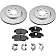 KIT-090221-519 2-Wheel Set Brake Disc and Pad Kit, Plain Surface 4 Lugs Ceramic Brake Disc Evolution Geomet Coated High Carbon; Brake Pad Set Pro-Line Series, Includes (2) Brake Disc and (1) Brake Pad Set