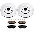 KIT-090221-558 2-Wheel Set Front Brake Disc and Pad Kit, Plain Surface 5 Lugs Ceramic Evolution Geomet Coated High Carbon, Includes (2) Brake Disc and (1) Brake Pad Set