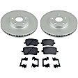 KIT-090221-630 2-Wheel Set Front Brake Disc and Pad Kit, Plain Surface 5 Lugs Ceramic Evolution Geomet Coated High Carbon, Includes (2) Brake Disc and (1) Brake Pad Set
