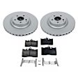 KIT-090221-636 2-Wheel Set Front Brake Disc and Pad Kit, Plain Surface 5 Lugs Ceramic Evolution Geomet Coated High Carbon, Includes (2) Brake Disc and (1) Brake Pad Set