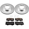 KIT-090221-655 2-Wheel Set Front Brake Disc and Pad Kit, Plain Surface 6 Lugs Ceramic Evolution Geomet Coated High Carbon, Includes (2) Brake Disc and (1) Brake Pad Set