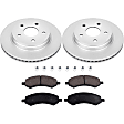 KIT-090221-679 2-Wheel Set Front Brake Disc and Pad Kit, Plain Surface 5 Lugs Semi-metallic Evolution Geomet Coated High Carbon, Includes (2) Brake Disc and (1) Brake Pad Set