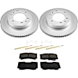 KIT-090221-685 2-Wheel Set Front Brake Disc and Pad Kit, Plain Surface 6 Lugs Ceramic Evolution Geomet Coated High Carbon, Includes (2) Brake Disc and (1) Brake Pad Set