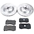 2016 Dodge Challenger - 2-Wheel Set Front Brake Disc and Pad Kit, Silver zinc-plated, Cross-drilled and Slotted, 5 Lugs, 359.92 mm, Semi-metallic, 6.4L 8Cyl, Includes (2) Disc and (1) Pad Set