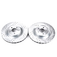 2016 Dodge Challenger - 2-Wheel Set Front Brake Disc and Pad Kit, Silver zinc-plated, Cross-drilled and Slotted, 5 Lugs, 359.92 mm, Semi-metallic, 6.4L 8Cyl, Includes (2) Disc and (1) Pad Set