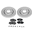 KIT-090221-694 2-Wheel Set Brake Disc and Pad Kit, Plain Surface 5 Lugs Semi-metallic Evolution Geomet Coated High Carbon, Includes (2) Brake Disc and (1) Brake Pad Set