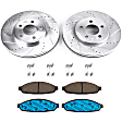 KIT-090221-74 2-Wheel Set Front Brake Disc and Pad Kit, Cross-drilled and Slotted 5 Lugs 305.05 mm Ceramic SureStop Performance Replacement, Includes (1) Brake Disc and (1) Brake Pad Set