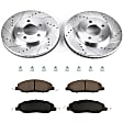 KIT-090221-83 2-Wheel Set Front Brake Disc and Pad Kit, Cross-drilled and Slotted 5 Lugs 293.12 mm Ceramic SureStop Performance Replacement, Includes (1) Brake Disc and (1) Brake Pad Set