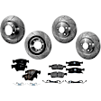 2015 Dodge Durango - 4-Wheel Set Front and Rear Brake Disc and Pad Kit, Cross-drilled and Slotted, 5 Lugs, Front and Rear-330 mm, Ceramic, With 330mm Front Rotors, Exc. Heavy Duty Brakes, 330mm Front Disc, Code BR6 or BRY, 5.7L 8Cyl, Includes (4) Disc and (