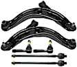 6-Piece Kit Front, Driver and Passenger Side, Lower Control Arm Kit, Includes (2) Control Arm and (4) Tie Rod End