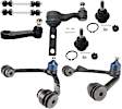 8-Piece Kit Front, Driver and Passenger Side, Upper Control Arm Kit, Includes (2) Ball Joint, (2) Control Arm, (1) Idler Arm, (1) Pitman Arm, and (2) Sway Bar Link