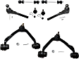 8-Piece Kit Front, Driver and Passenger Side, Upper Control Arm Kit, Includes (2) Ball Joint, (2) Control Arm, (2) Sway Bar Link, and (2) Tie Rod End