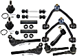 13-Piece Kit Front, Driver and Passenger Side, Upper Control Arm Kit, Includes (2) Ball Joint, (2) Control Arm, (1) Pitman Arm, (2) Sway Bar Link, (2) Tie Rod Adjusting Sleeve, and (4) Tie Rod End