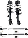 6-Piece Kit Front, Driver and Passenger Side Suspension Kit, Includes (4) Tie Rod End and (2) Shock Absorber and Strut Assembly