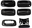 2001-2006 GMC Sierra 2500 HD - 6-Piece Kit Tailgate Handle and Bezel, Textured Black, Plastic, Without Camera Hole, Without Key Hole, Includes (4) Exterior Door Handle and (2) Tailgate Handle