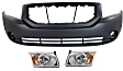 2011 Dodge Caliber - 3-Piece Kit Front Primed Bumper Cover, Includes (1) Bumper Cover and (2) Headlight