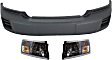 3-Piece Kit Driver and Passenger Side Halogen Headlight, With bulb(s), For Models Without Tow Hook Holes, OE Replacement, Includes (1) Bumper Cover and (2) Headlight