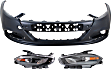 2014 Dodge Dart - 3-Piece Kit Driver and Passenger Side Halogen Headlight, With bulb(s), OE Replacement,  Includes (1) Bumper Cover and (2) Headlight