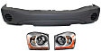 3-Piece Kit Driver and Passenger Side Halogen Headlight, With bulb(s), OE Replacement, Includes (1) Bumper Cover and (2) Headlight