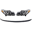 3-Piece Kit Halogen Headlights, With bulb(s), Sedan, Includes (1) Bumper Trim and (2) Headlight, CAPA Certified