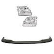 3-Piece Kit Driver and Passenger Side Halogen Headlight, Without bulb(s), Clear Lens, Chrome Interior, Includes (2) Bumper Trim and (1) Headlight
