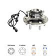 2-Wheel Set Front, Driver and Passenger Side Wheel Hub, 6 Lugs, With Bearing, With Sensor, 4WD, Includes (2) Tie Rod End and (2) Wheel Hub