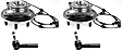 2-Wheel Set Front, Driver and Passenger Side Wheel Hub, 6 Lugs, With Bearing, With Sensor, RWD, Includes (2) Wheel Hub and (2) Tie Rod End