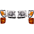 1999 Toyota Tacoma - 6-Piece Kit Driver and Passenger Side Halogen Headlight, With bulb(s), OE Replacement, RWD, Includes (2) Corner Light, (2) Headlight, and (2) Turn Signal Light