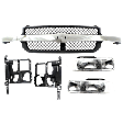 2001 Chevrolet Silverado 2500 HD Base - 5-Piece Kit Grille, Painted Black,  Includes (1) Grille, (2) Headlight, and (2) Headlight Bracket