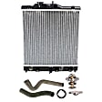 6-Piece Kit Radiator, Includes (1) Radiator Cap, (2) Radiator Hose, (1) Radiator, (1) Thermostat and (1) Thermostat Gasket