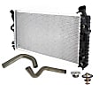 5-Piece Kit Radiator, Includes (1) Radiator Cap, (2) Radiator Hose, (1) Radiator and (1) Thermostat