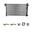 6-Piece Kit Radiator, Includes (1) Radiator Cap, (2) Radiator Hose, (1) Radiator, (1) Thermostat and (1) Thermostat Gasket