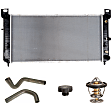 5-Piece Kit Radiator, Includes (1) Radiator Cap, (2) Radiator Hose, (1) Radiator and (1) Thermostat
