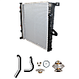 6-Piece Kit Radiator, 4.0L Engine, Aluminum Core, Plastic Tank, includes Radiator Cap, Radiator Hose, Thermostat, and Thermostat Gasket