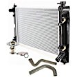 6-Piece Kit Radiator, 1.8L, 4Cyl, Includes (1) Radiator Cap, (2) Radiator Hose, (1) Radiator, (1) Thermostat and (1) Thermostat Gasket