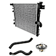 5-Piece Kit Radiator, 3.8L, 6Cyl, Includes (1) Radiator Cap, (2) Radiator Hose, (1) Radiator and (1) Thermostat