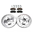KIT-090821-111 2-Wheel Set Brake Disc and Pad Kit, Cross-drilled and Slotted 5 Lugs 276.1 mm Ceramic SureStop Performance Replacement, Includes (1) Brake Disc and (1) Brake Pad Set