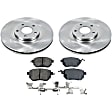 KIT-090821-133 2-Wheel Set Brake Disc and Pad Kit, Plain Surface 5 Lugs Ceramic SureStop OE Replacement, Includes (2) Disc and (1) Pad Set