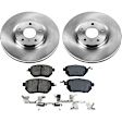 KIT-090821-142 2-Wheel Set Front Brake Disc and Pad Kit, Plain Surface 5 Lugs Ceramic SureStop OE Replacement, Includes (2) Disc and (1) Pad Set