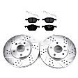 KIT-090821-244 2-Wheel Set Front Brake Disc and Pad Kit, Cross-drilled and Slotted 5 Lugs 277.88 mm Ceramic Evolution Drilled & Slotted Series, Includes (1) Brake Disc and (1) Brake Pad Set