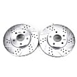 KIT-090821-244 2-Wheel Set Front Brake Disc and Pad Kit, Cross-drilled and Slotted 5 Lugs 277.88 mm Ceramic Evolution Drilled & Slotted Series, Includes (1) Brake Disc and (1) Brake Pad Set